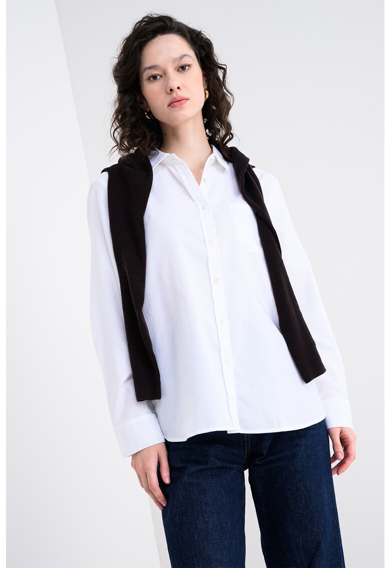 Camasa din amestec de bumbac cu buzunar pe piept