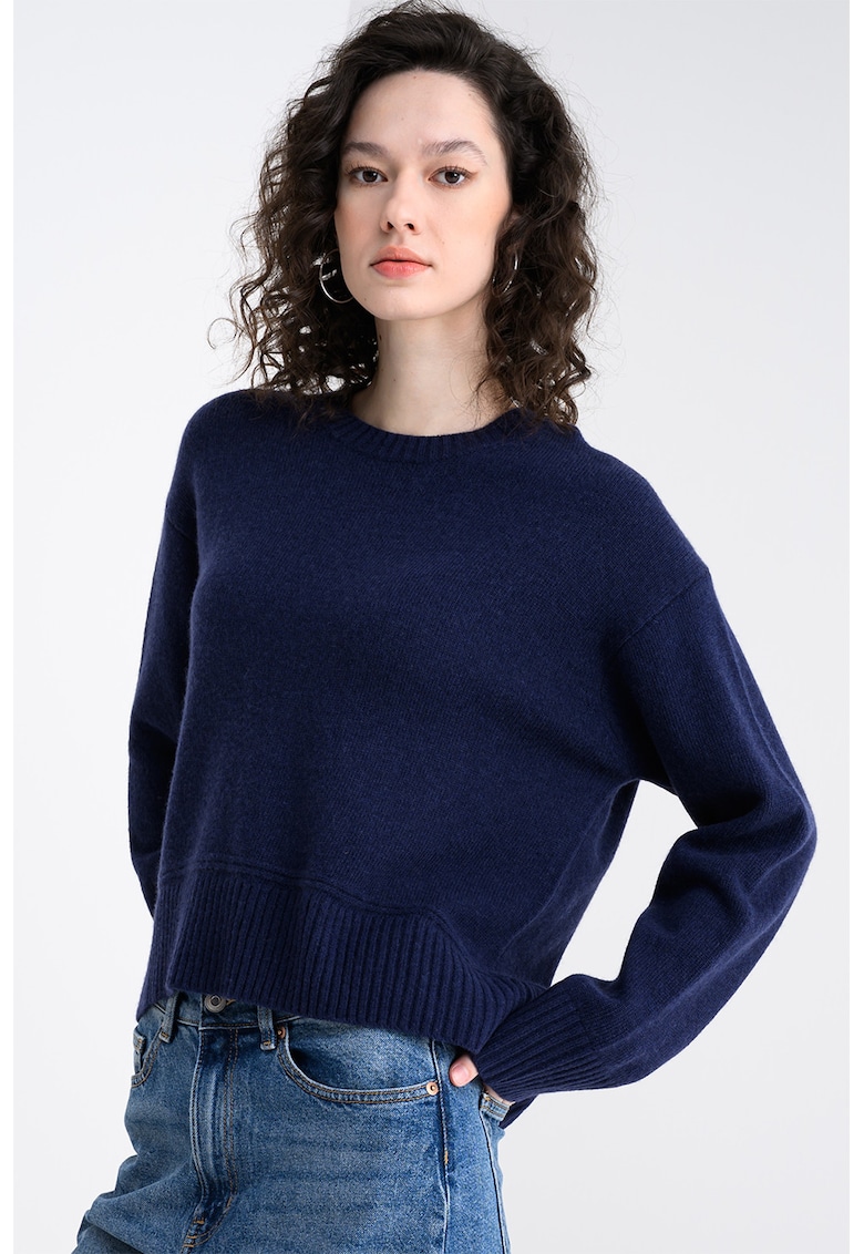 Pulover din amestec de lana cu maneci cazute