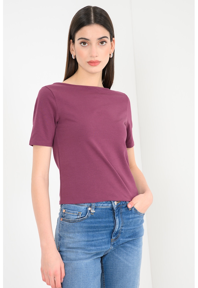 Bluza reversibila cu maneci scurte si decolteu barcuta