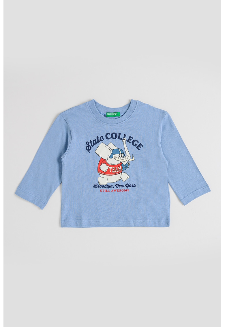 Bluza cu imprimeu pe partea din spate - Albastru prafuit