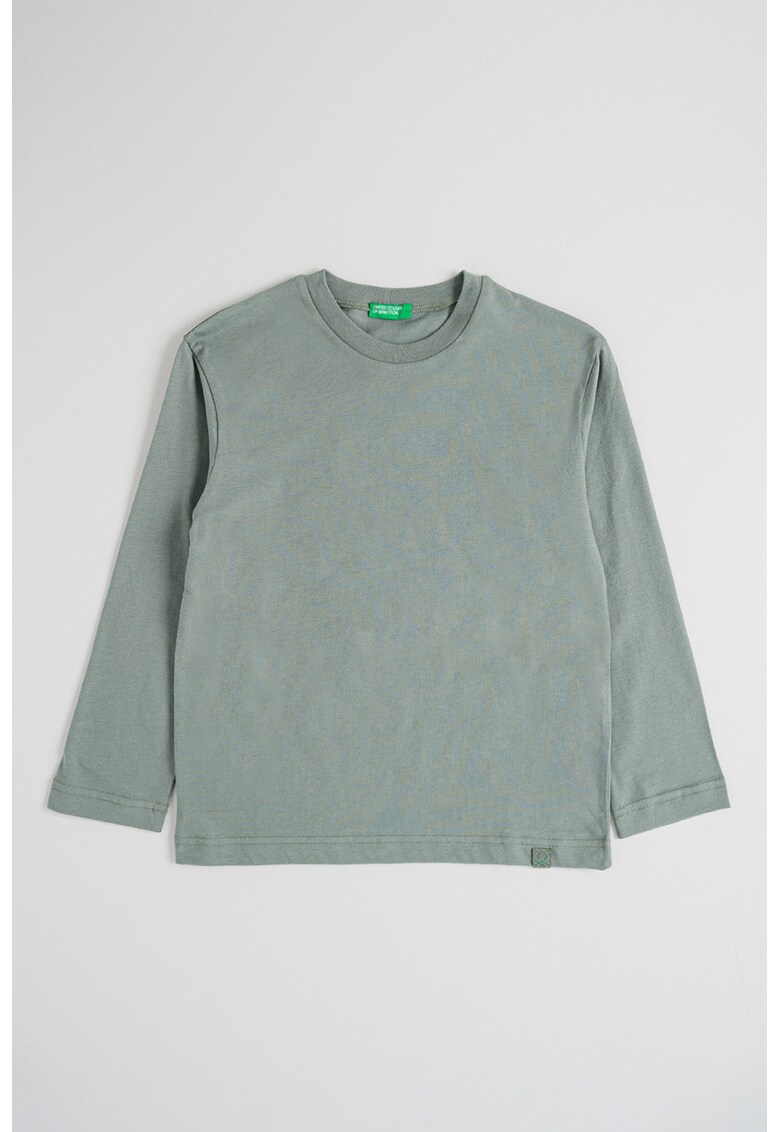 Bluza din bumbac cu decolteu la baza gatului - Verde