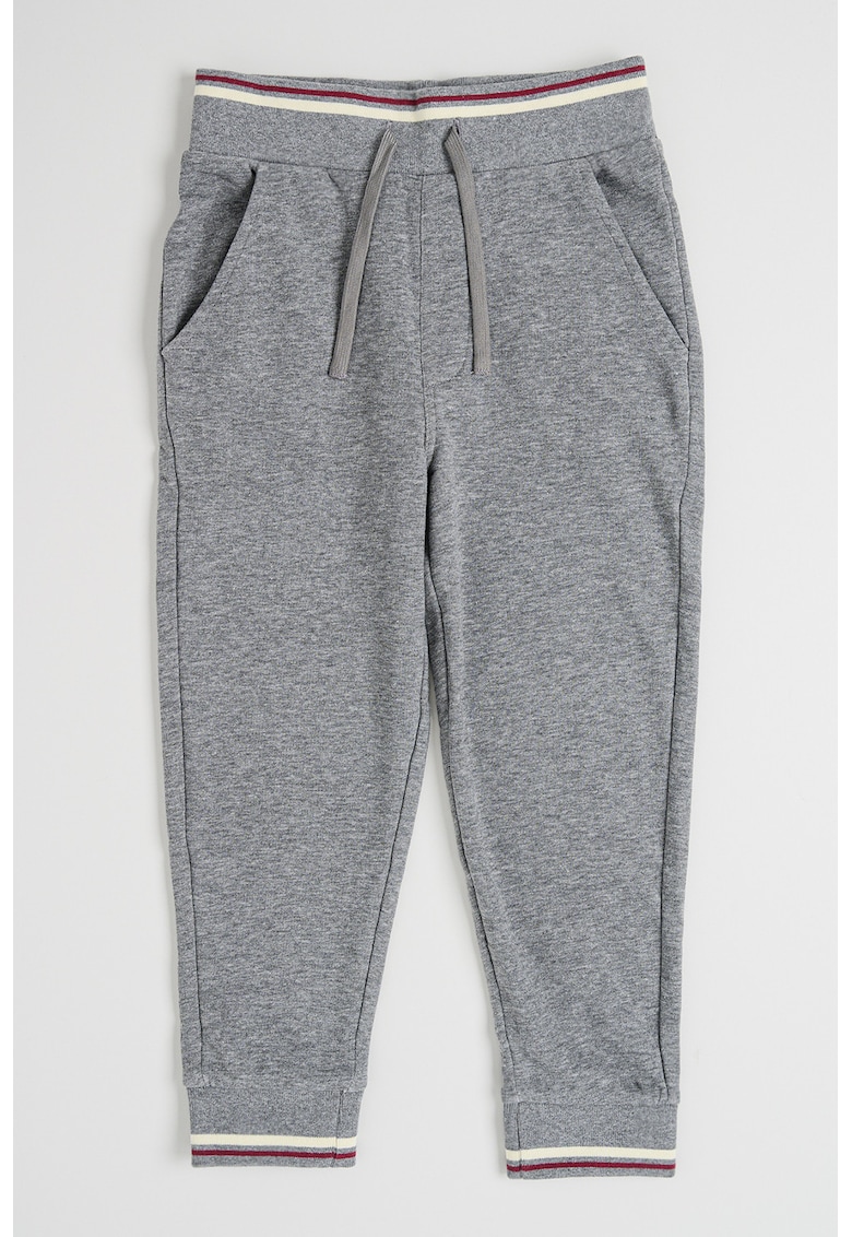 Pantaloni din amestec de bumbac cu snur de ajustare - Gri melange