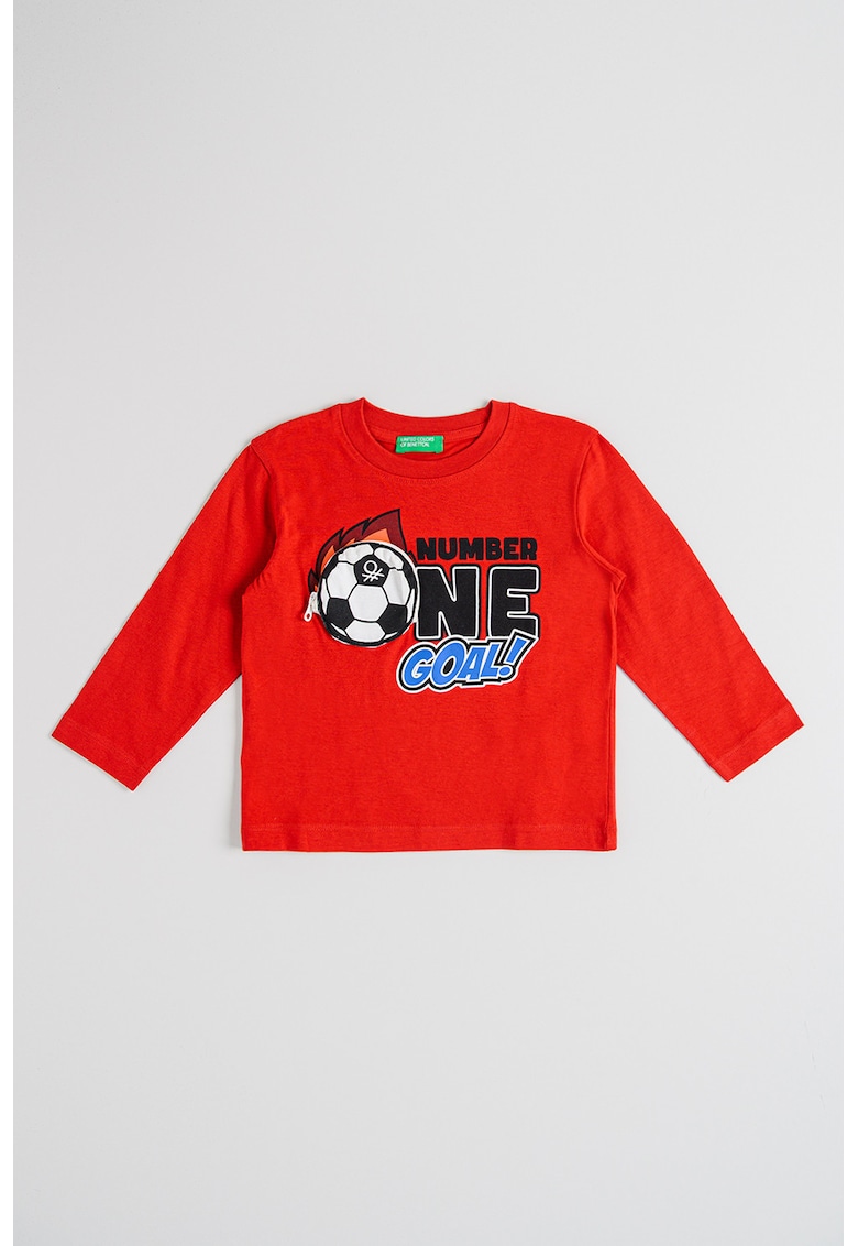 Bluza din bumbac cu imprimeu grafic si element interactiv