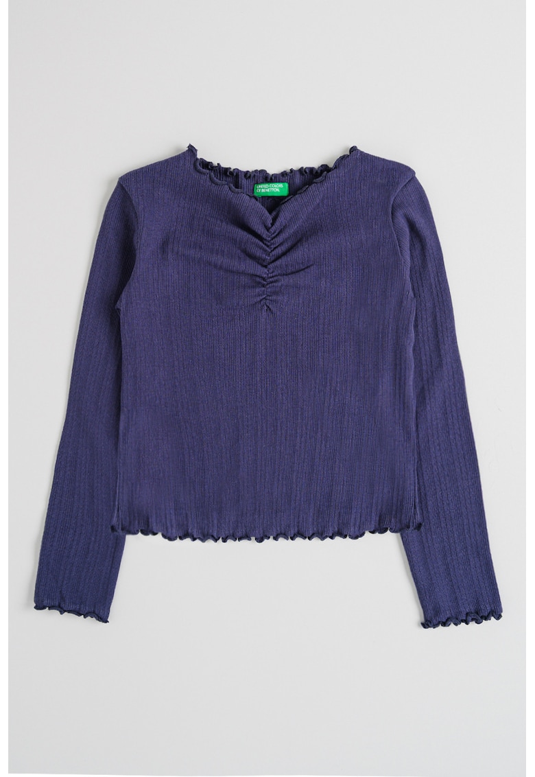 Bluza cu terminatii valurite - Bleumarin