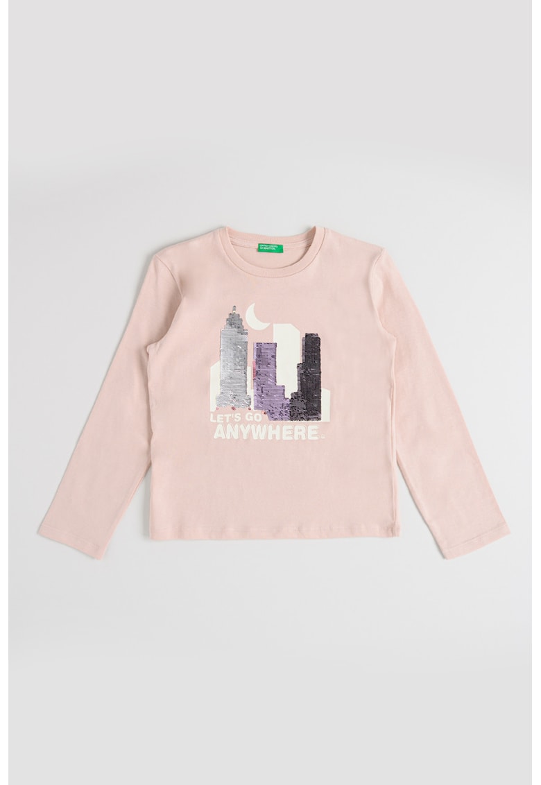 Bluza cu decolteu rotund si paiete