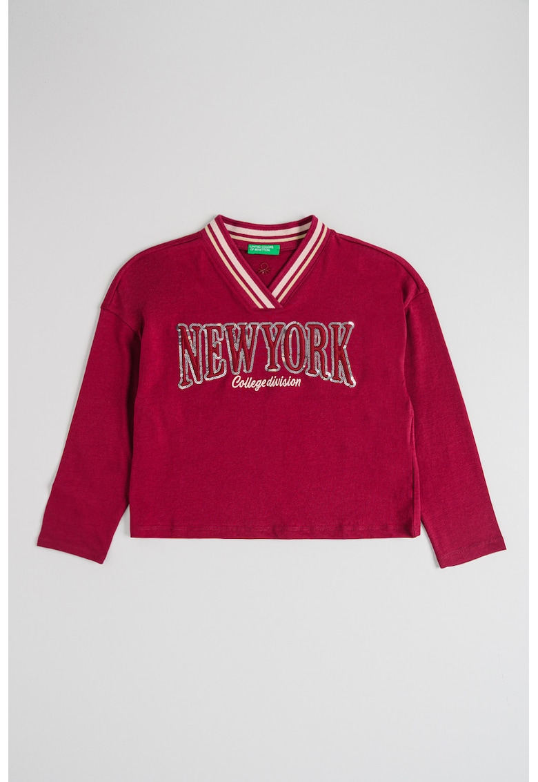 Bluza cu decolteu in V - broderie si paiete