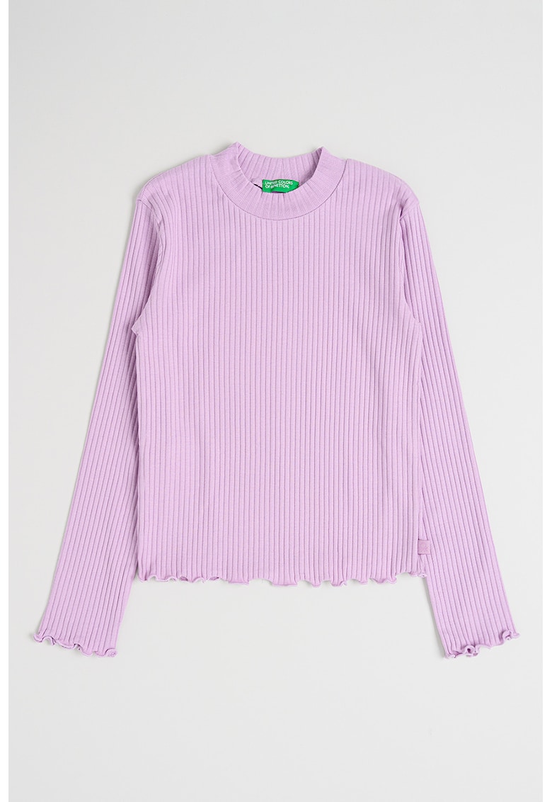 Bluza striata de bumbac cu terminatie valurita