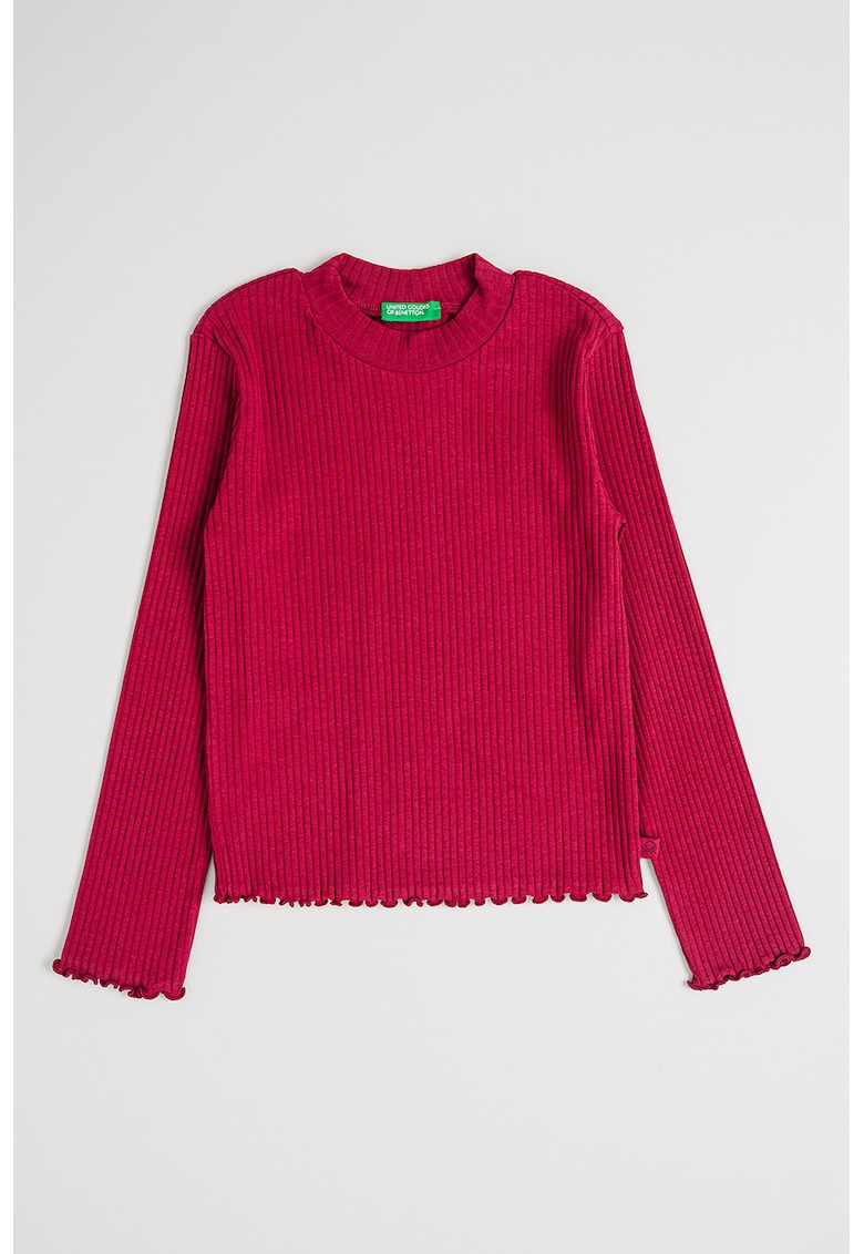 Bluza striata de bumbac cu terminatie valurita