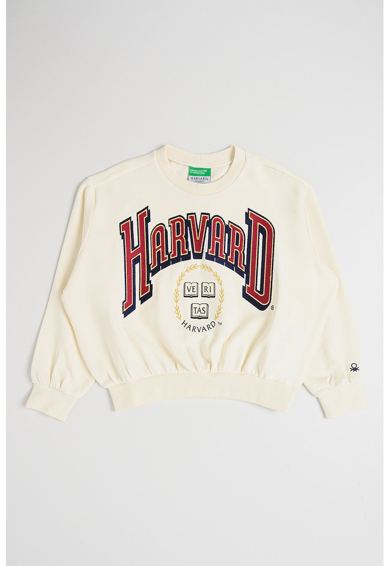 Bluza de trening cu imprimeu text - Rosu inchis/Crem