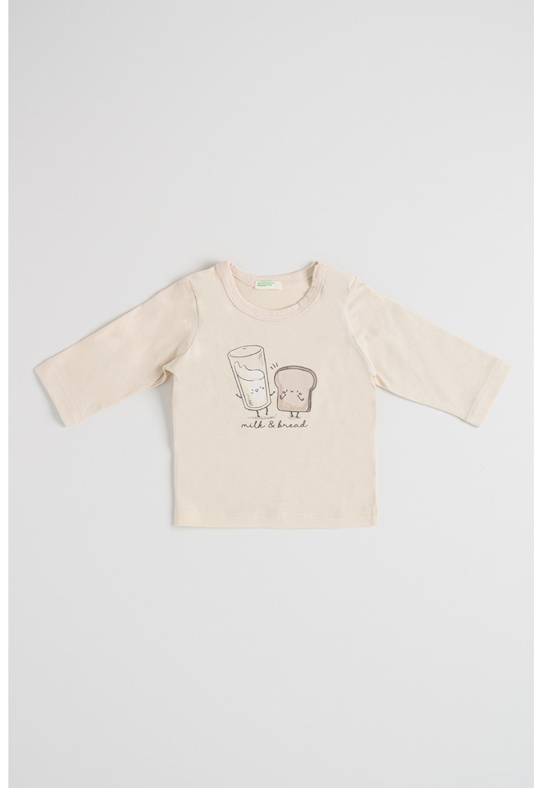 Bluza din bumbac cu imprimeu grafic - Bej deschis