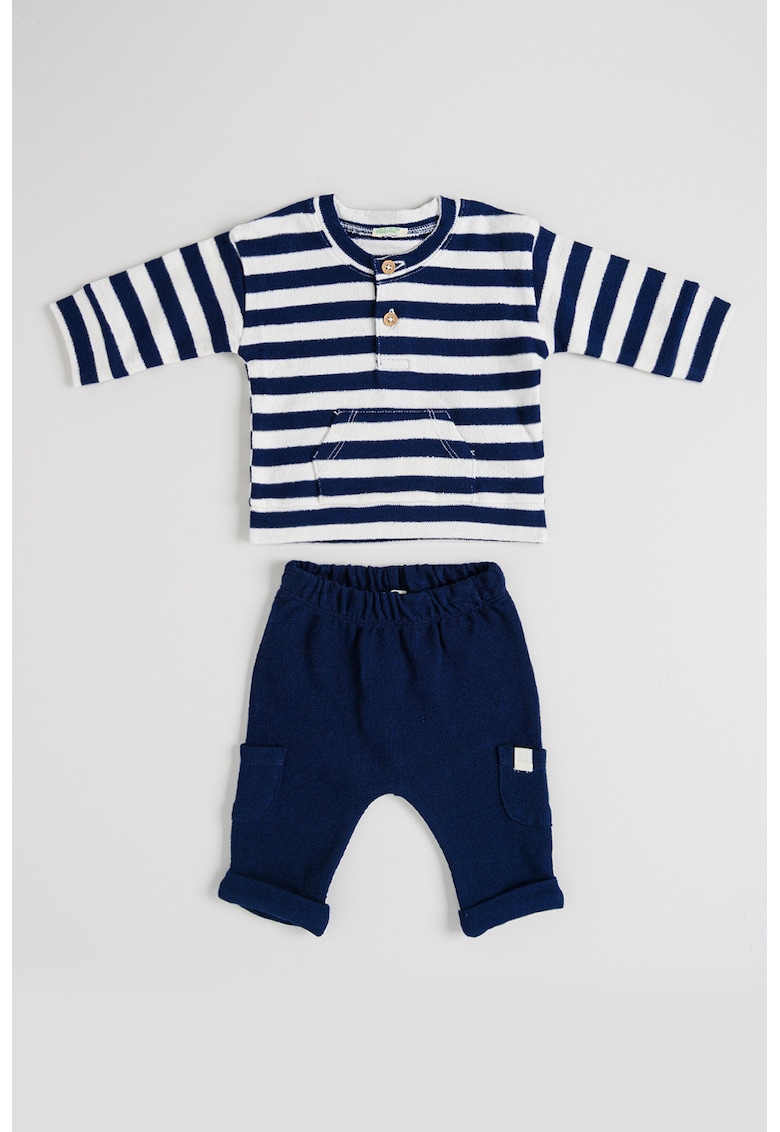 Set de bluza si pantaloni de trening striate cu model in dungi