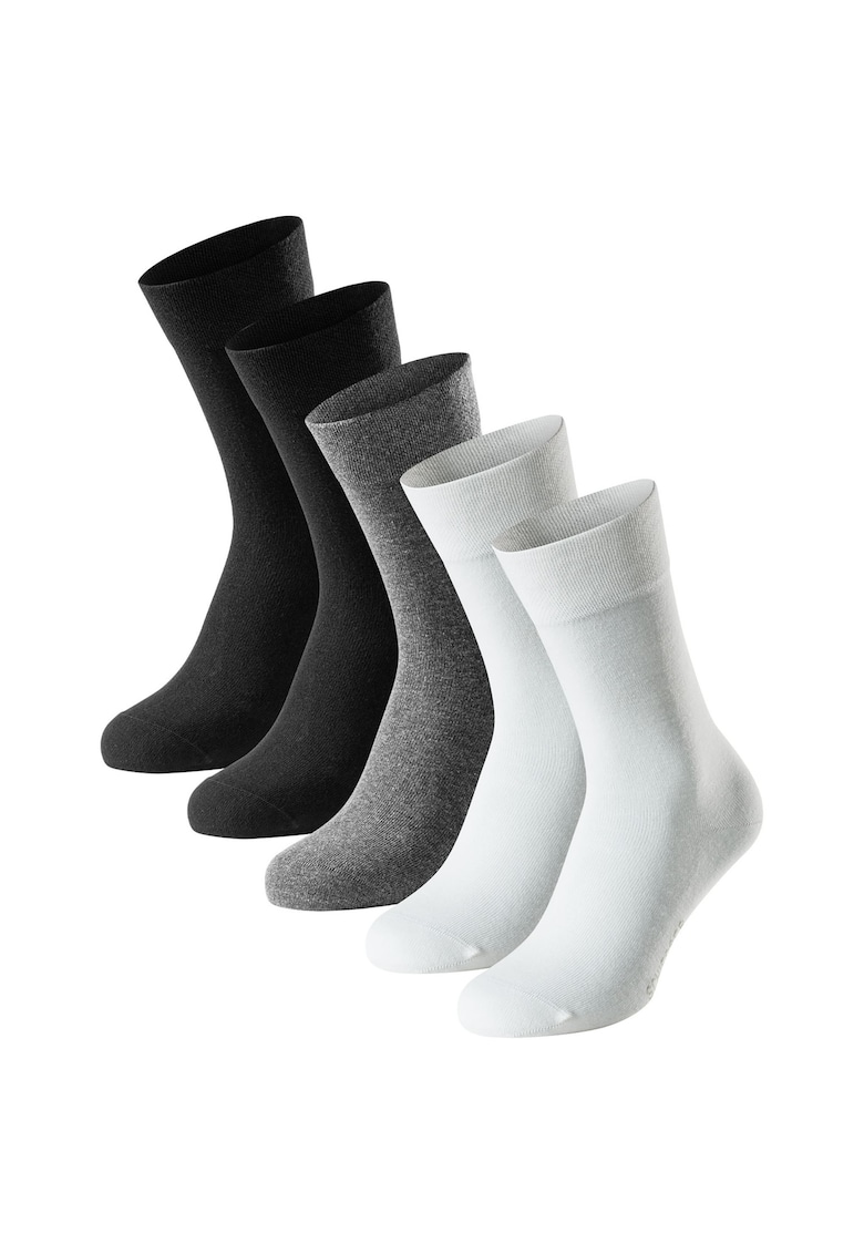 Schiesser Set de sosete lungi Bluebird - 5 perechi - Alb/Negru/Gri