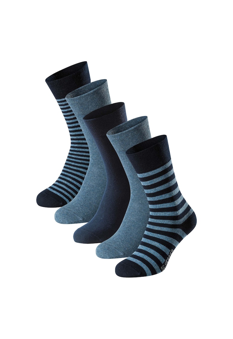 Schiesser Set de sosete lungi Bluebird - 5 perechi - Albastru glaciar/Bleumarin