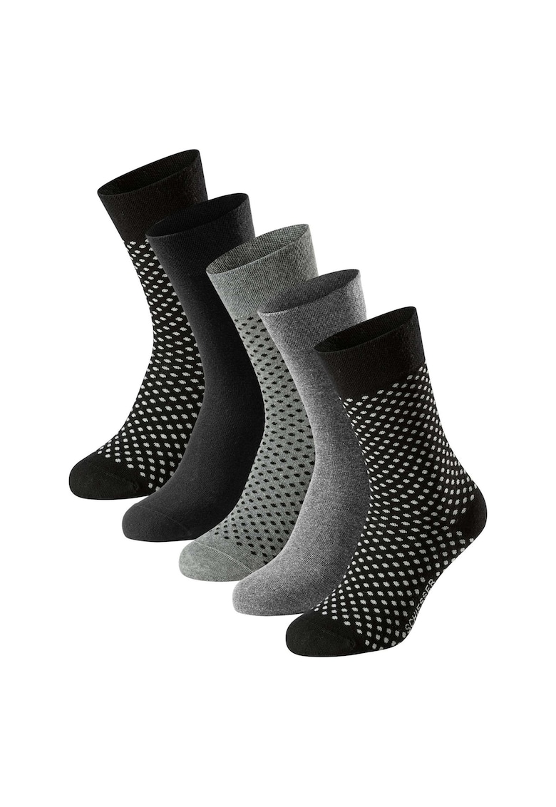 Schiesser Set de sosete lungi Bluebird - 5 perechi - Negru/Gri melange