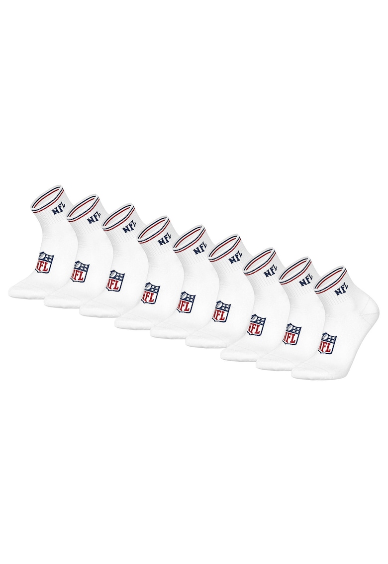 Nfl Set de sosete pana la glezna unisex - 9 perechi - Alb