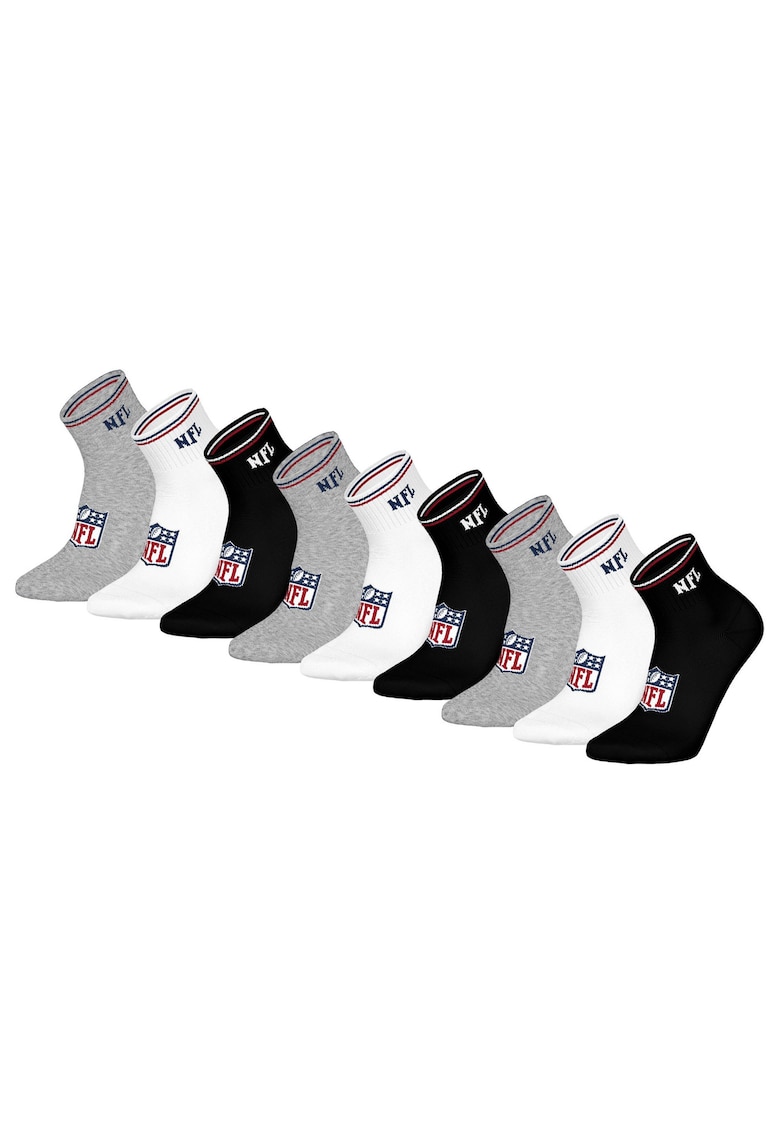Nfl Set de sosete pana la glezna unisex - 9 perechi - Alb/Negru/Gri