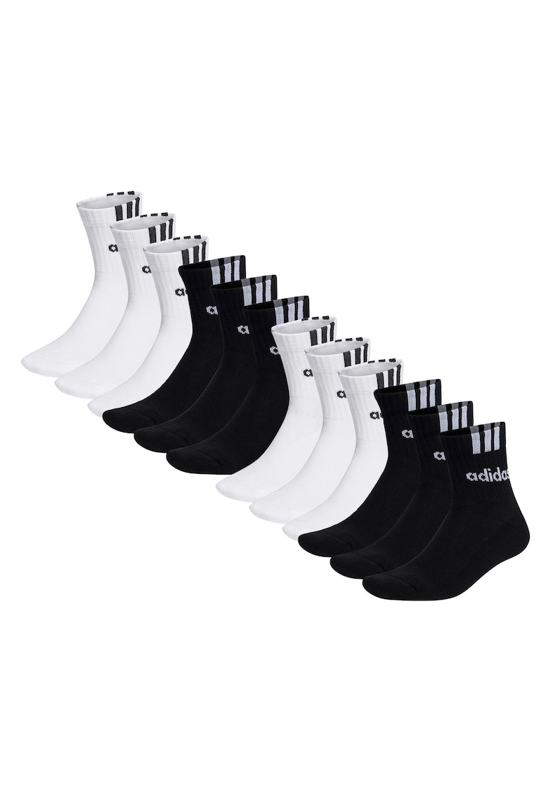 Set de sosete scurte cu model unisex- 12 perechi - Alb/Negru