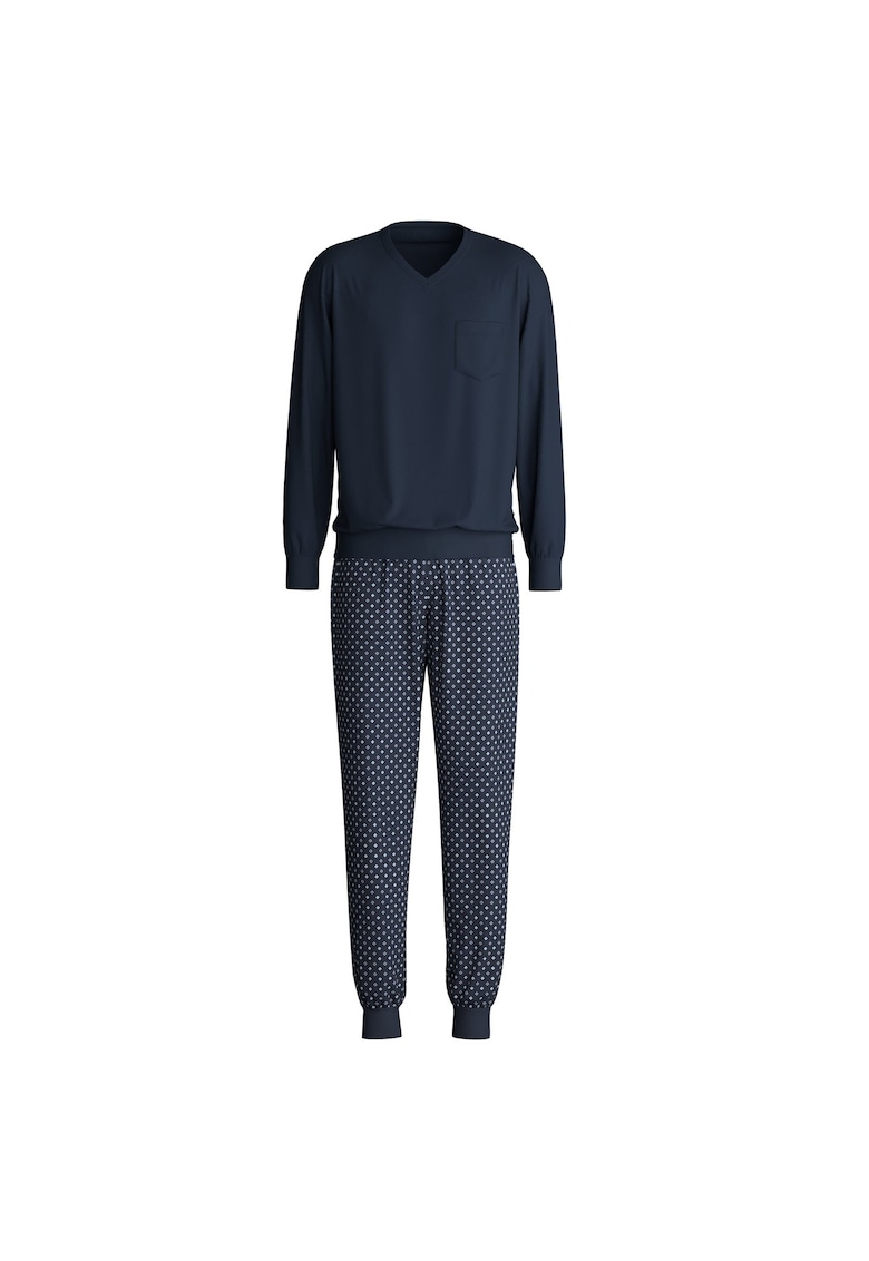 Pijama cu pantaloni lungi din bumbac - Albastru