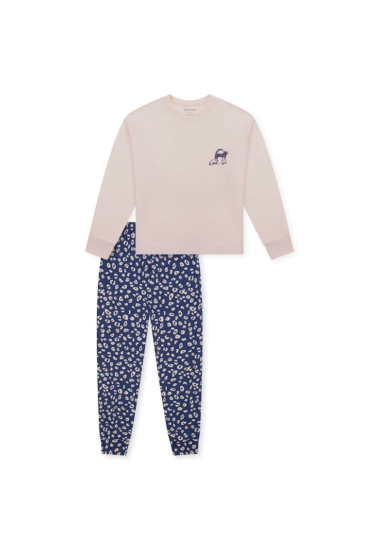 Schiesser Pantaloni de pijama lejeri cu animal print - Bej/Albastru