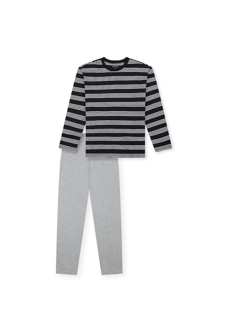 Bluza lejera de pijama cu dungi - Negru/Gri