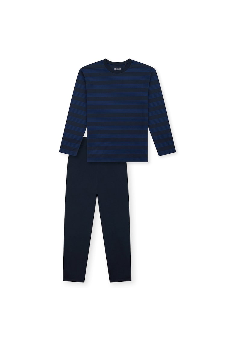 Schiesser Bluza lejera de pijama cu dungi - Albastru inchis -
