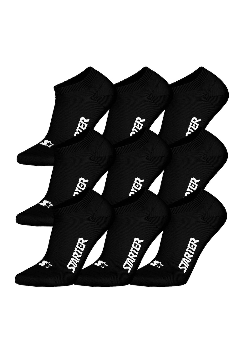 Schiesser - Set de sosete scurte unisex cu logo - 9 perechi - Negru