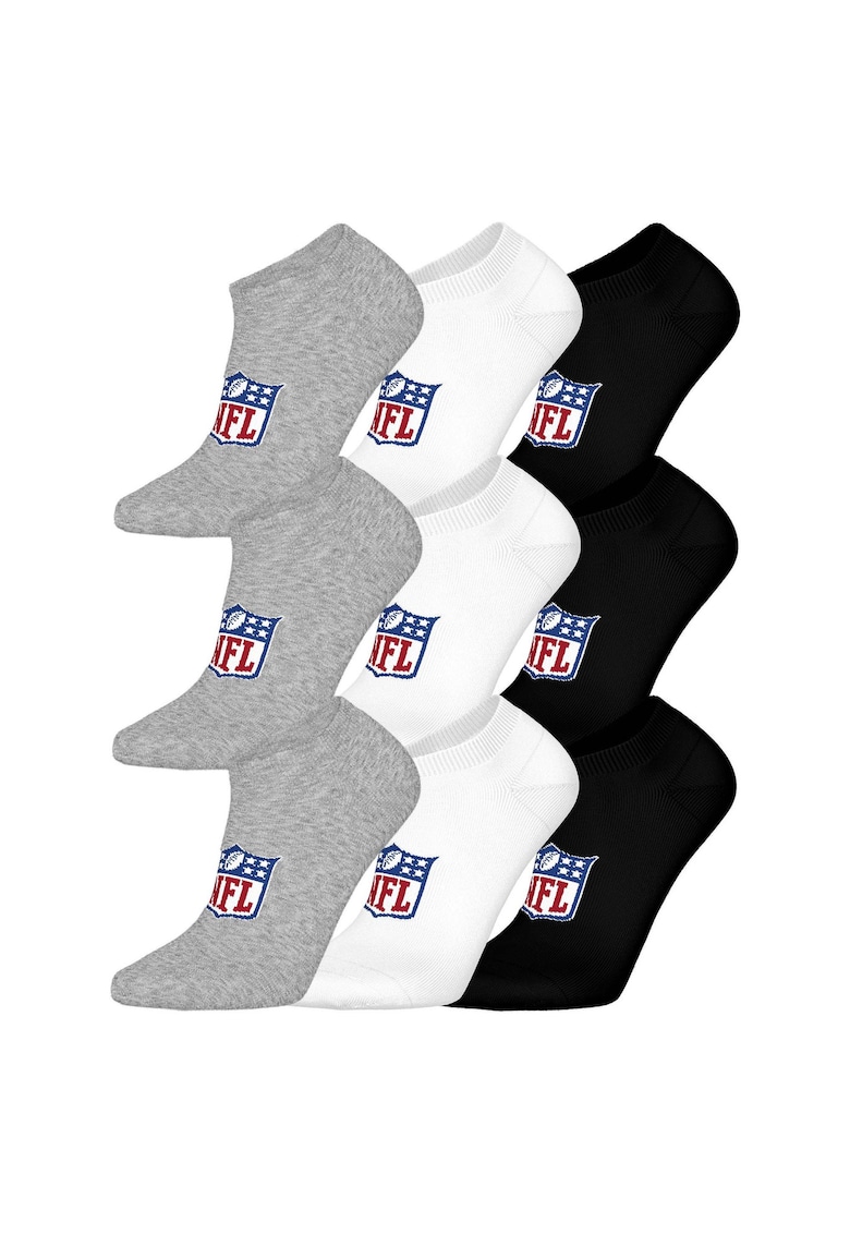 Nfl Set de sosete unisex cu logo - 9 perechi - Alb/Negru/Gri