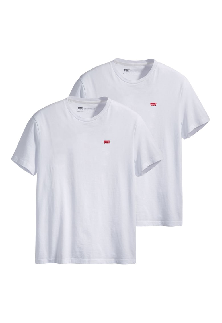 Set de tricouri din bumbac cu logo brodat discret - 2 piese - Alb