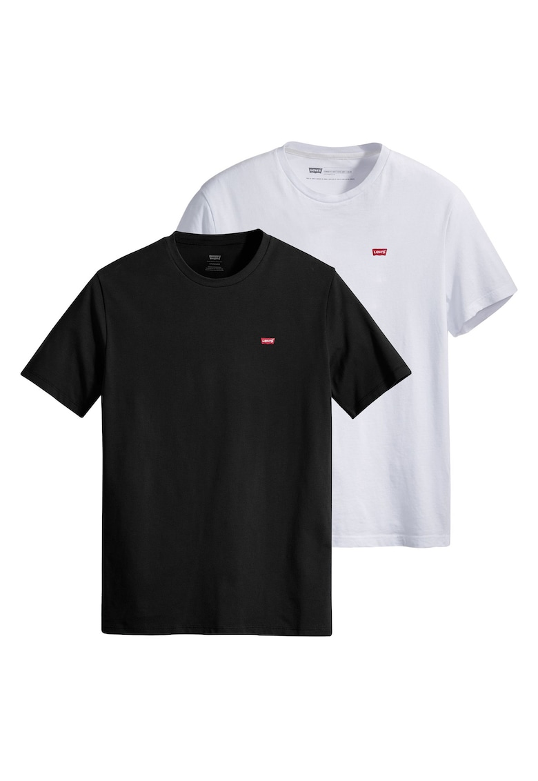 Levi's Set de tricouri din bumbac cu logo brodat discret - 2 piese - Alb/Negru