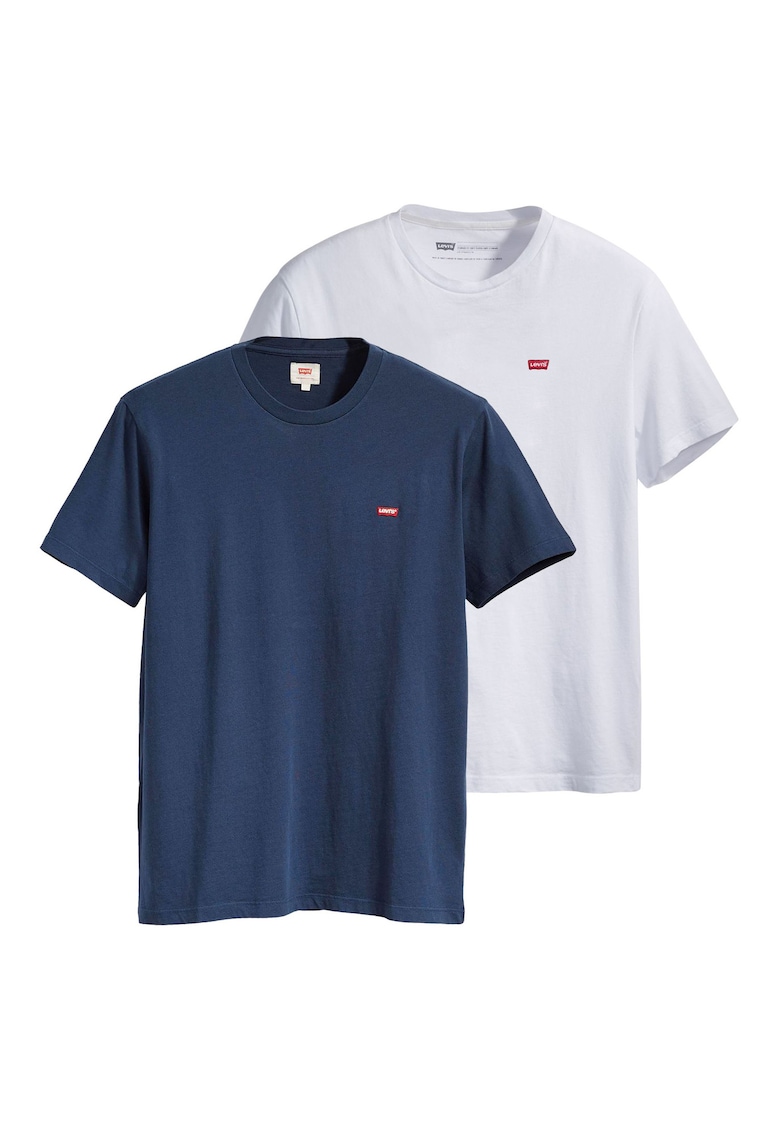 Levi's Set de tricouri din bumbac cu logo brodat discret - 2 piese - Alb/Albastru