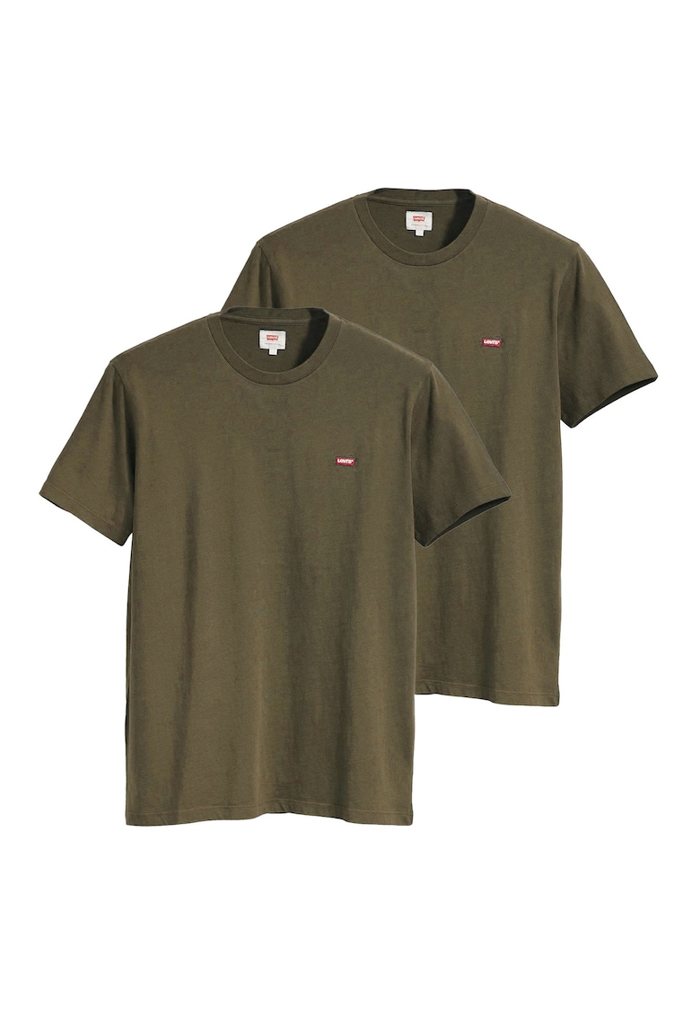 Levi's Set de tricouri din bumbac cu logo brodat discret - 2 piese - Verde masliniu