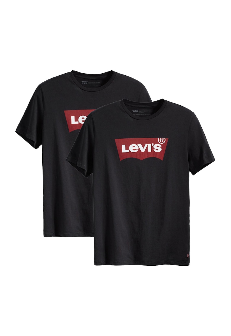 Levi's Set de tricouri cu decolteu la baza gatului si imprimeu logo - 2 piese - Negru