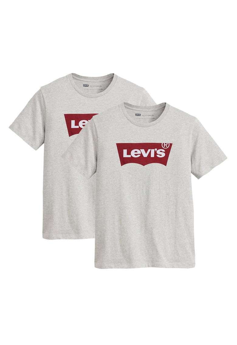 Levi's Set de tricouri cu decolteu la baza gatului si imprimeu logo - 2 piese - Gri