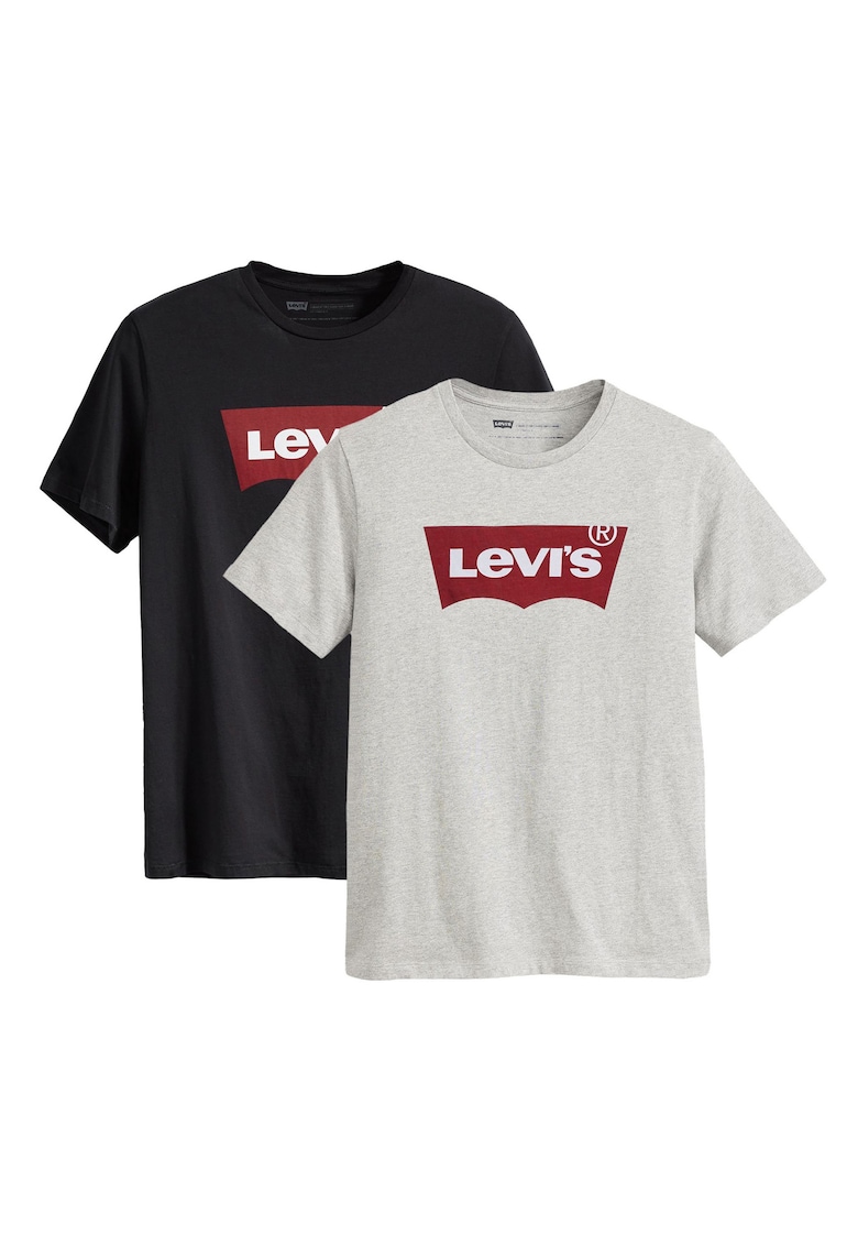 Levi's Set de tricouri cu decolteu la baza gatului si imprimeu logo - 2 piese - Negru/Gri