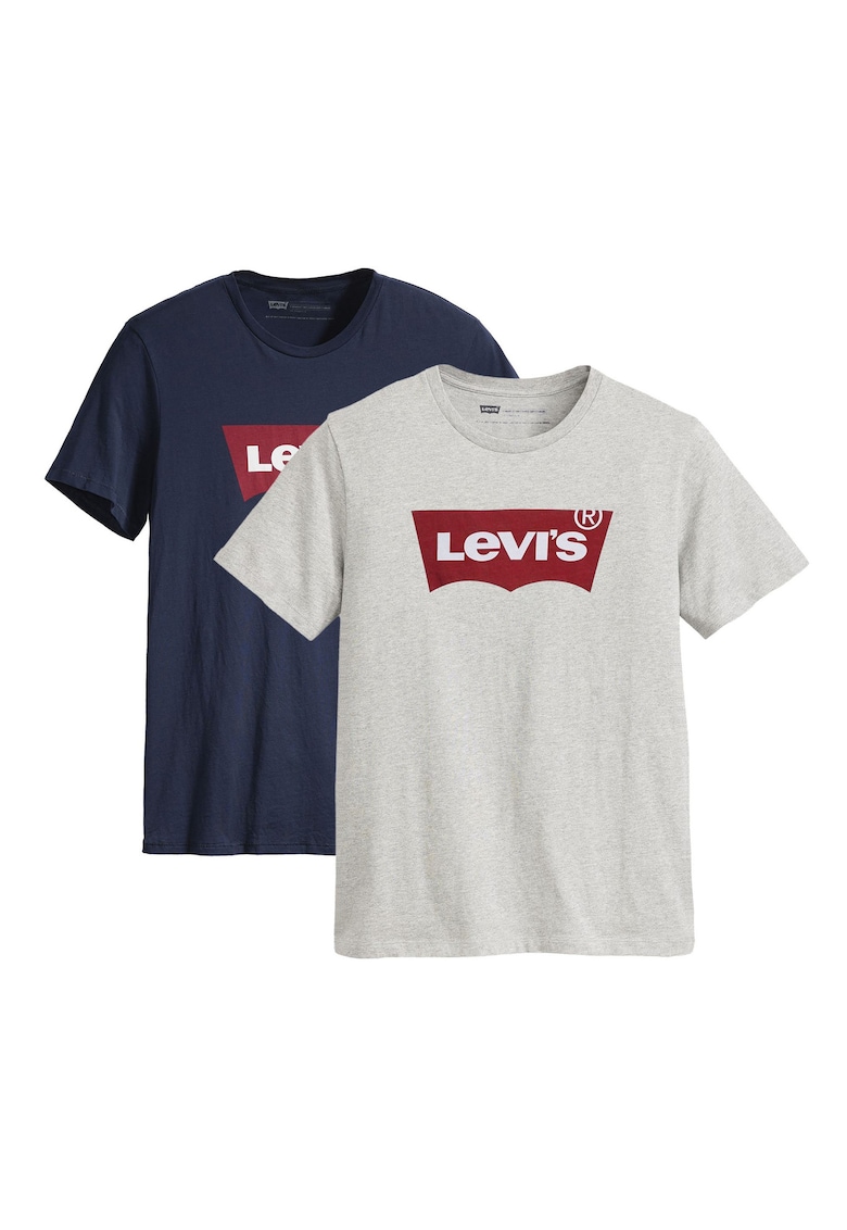 Levi's Set de tricouri cu decolteu la baza gatului si imprimeu logo - 2 piese - Gri/Albastru