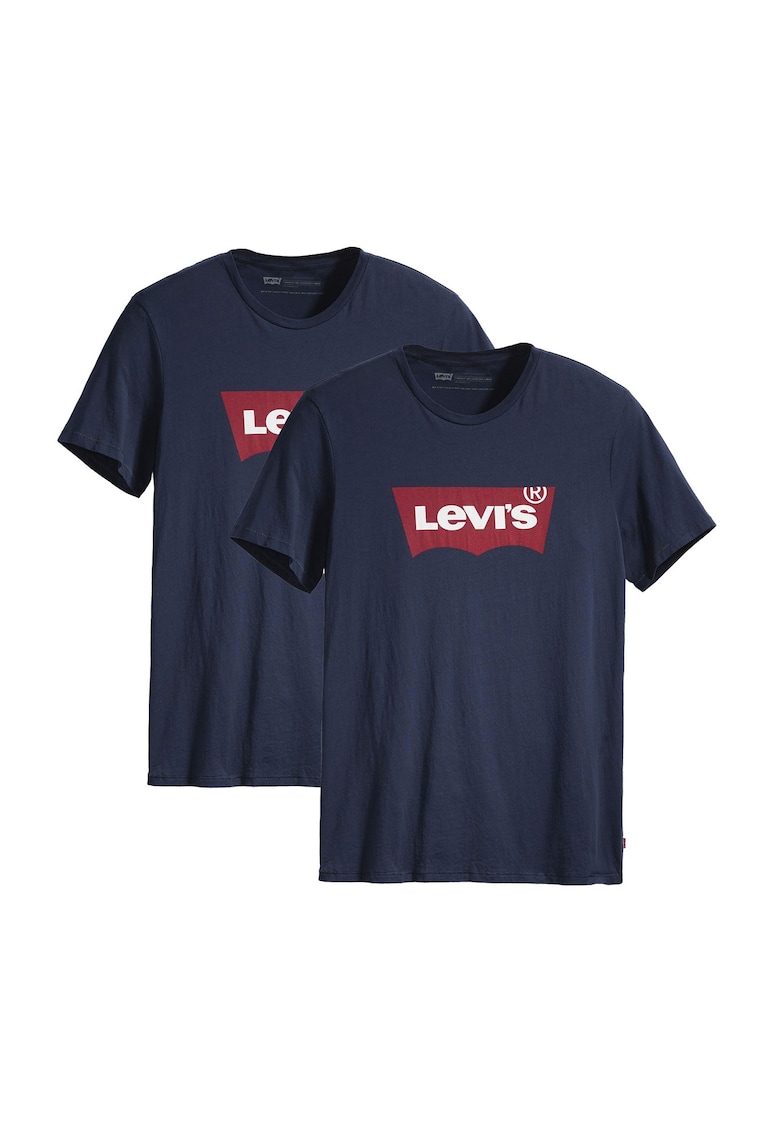 Levi's Set de tricouri cu decolteu la baza gatului si imprimeu logo - 2 piese - Albastru