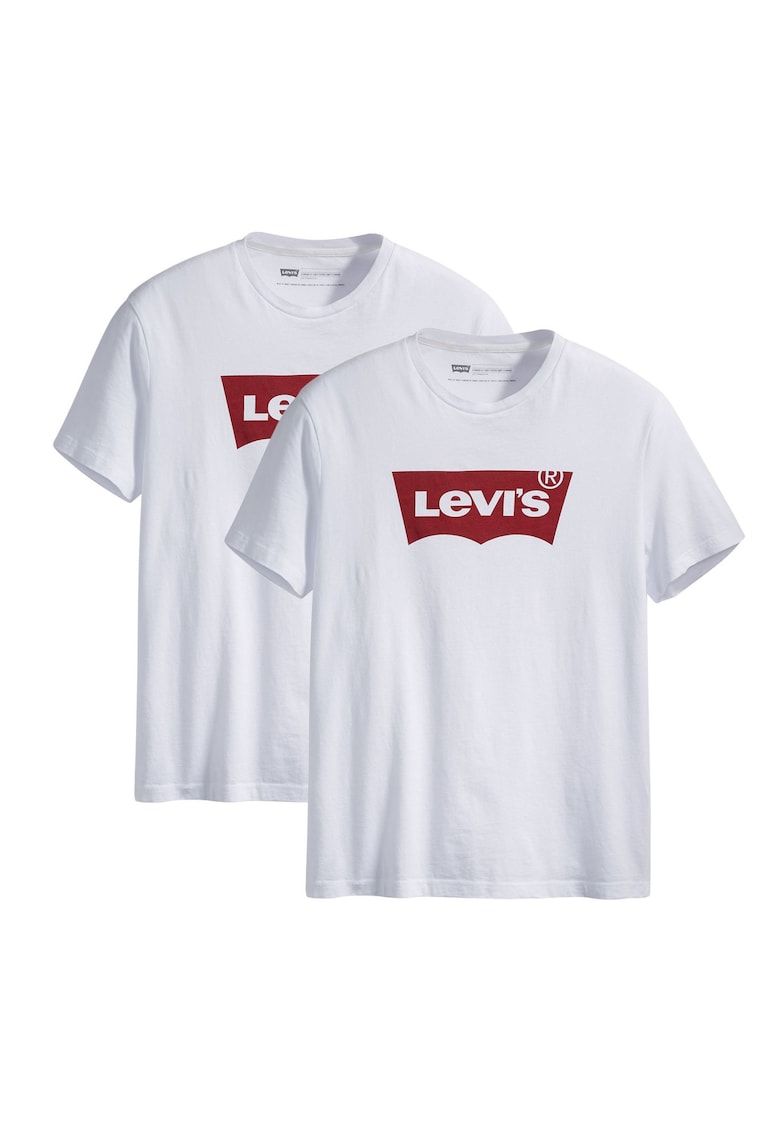 Levi's Set de tricouri cu decolteu la baza gatului si imprimeu logo - 2 piese - Alb