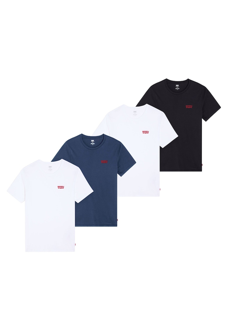 Levi's Set de tricouri din bumbac cu decolteu la baza gatului - 4 piese - Alb/Negru/Albastru