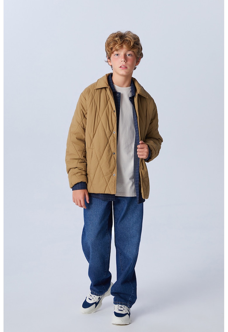 Blugi cu croiala baggy si aspect decolorat Blugi cu croiala baggy si aspect decolorat