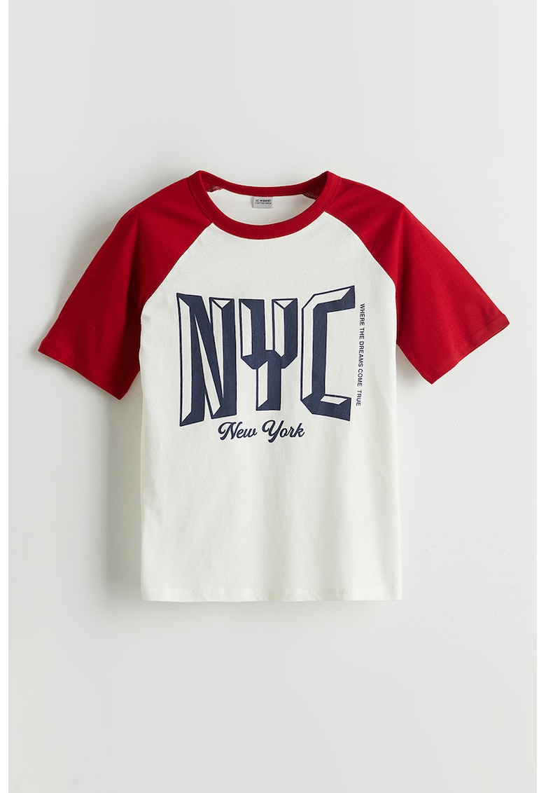 Tricou cu imprimeu si maneci raglan