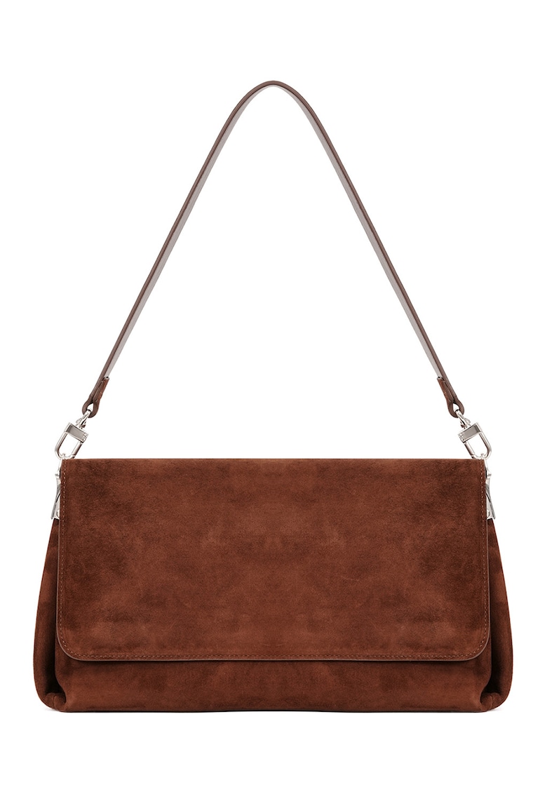 Geanta din piele intoarsa cu maner si clapa