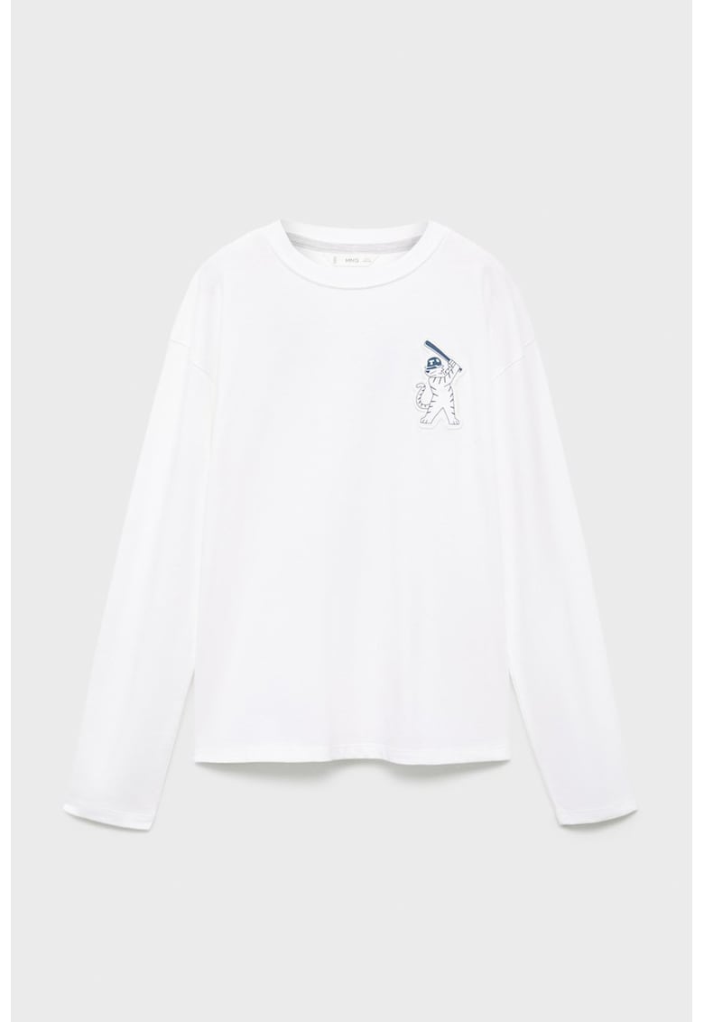 Bluza din bumbac cu design grafic pe partea din spate - Alb/Grej