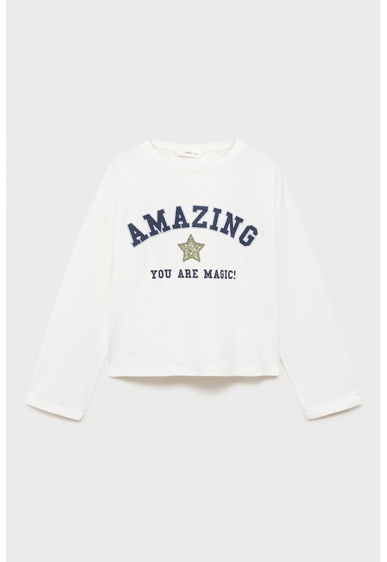 Bluza cu design text - Alb/Albastru ultramarin