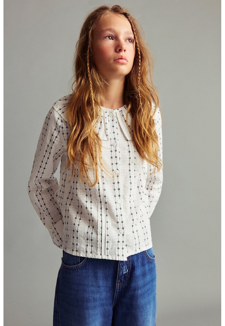 Bluza din bumbac cu guler babydoll