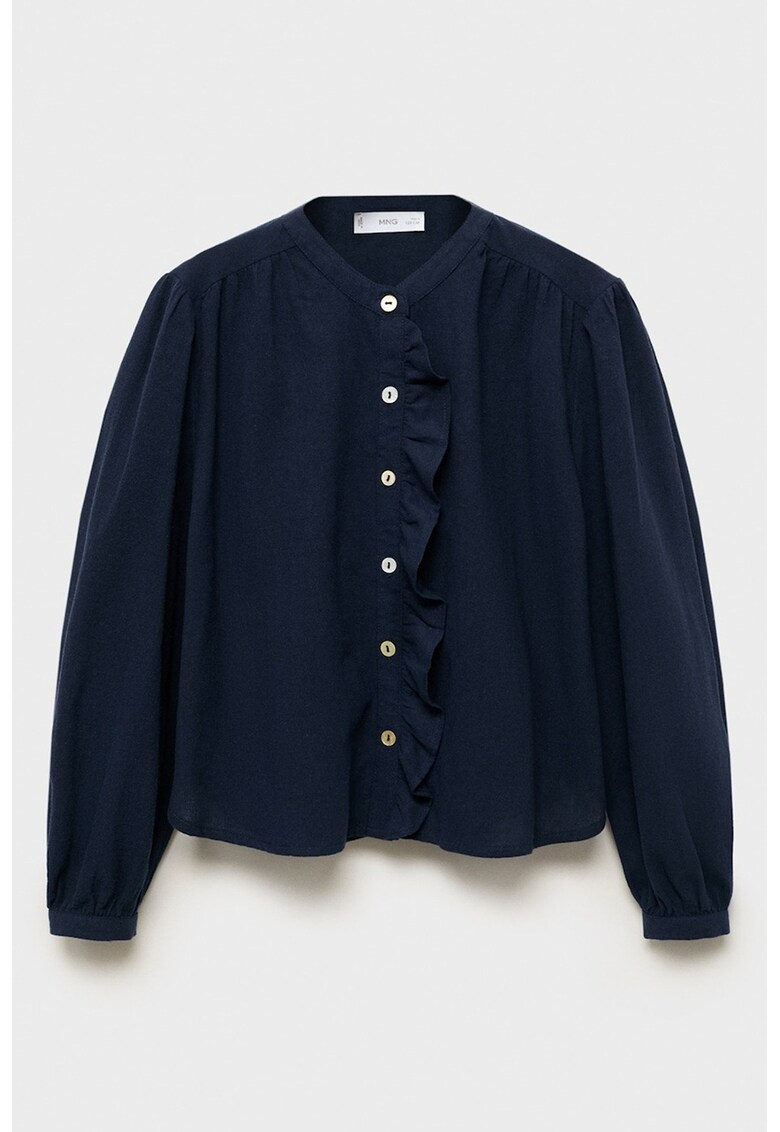 Bluza din bumbac cu nasturi si maneci lungi - Bleumarin