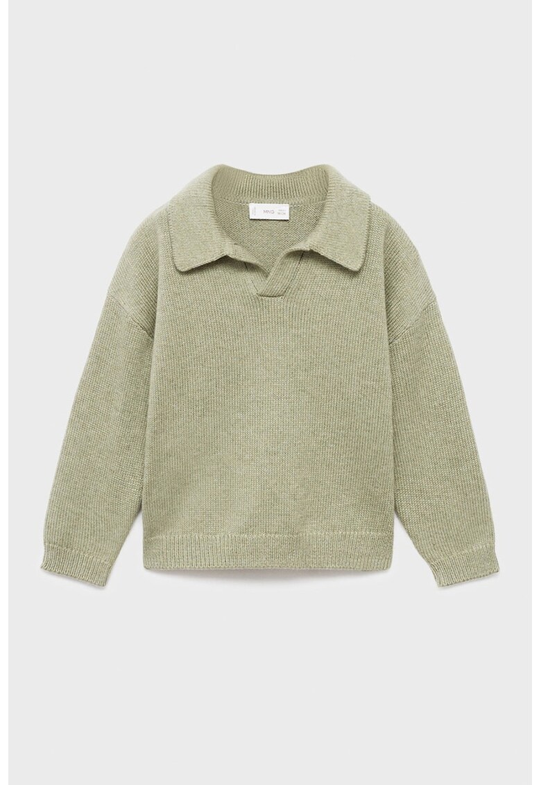 Pulover polo cu model uni - Verde pal