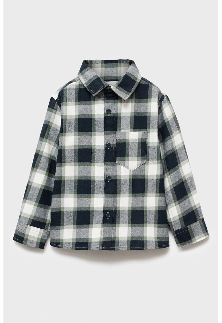 Camasa din bumbac cu model in carouri - Negru/Alb murdar