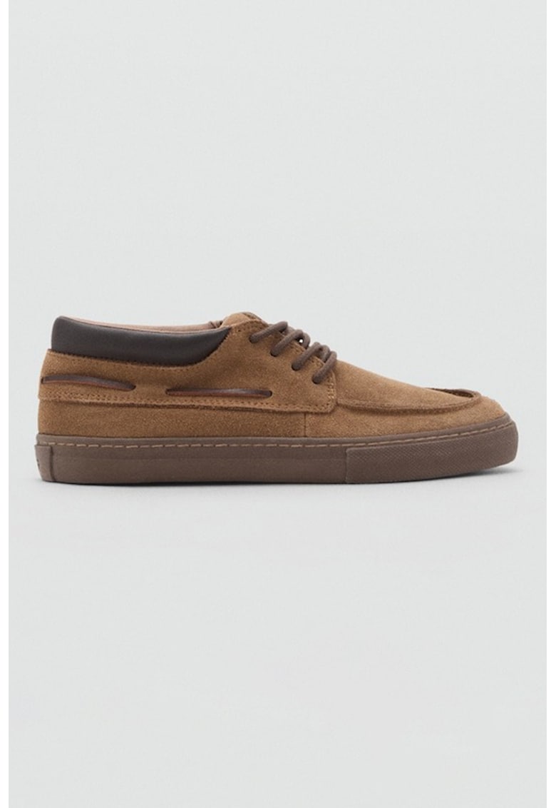 Pantofi uni din piele intoarsa - Caramel