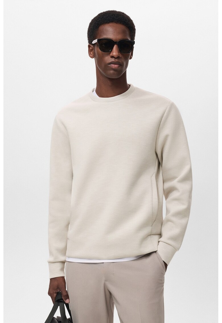 Bluza de trening uni cu decolteu la baza gatului - Bej