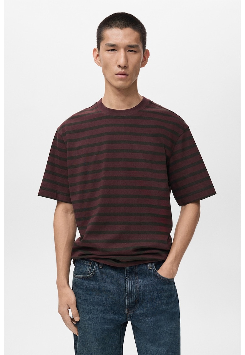 Tricou lejer din bumbac cu model in dungi